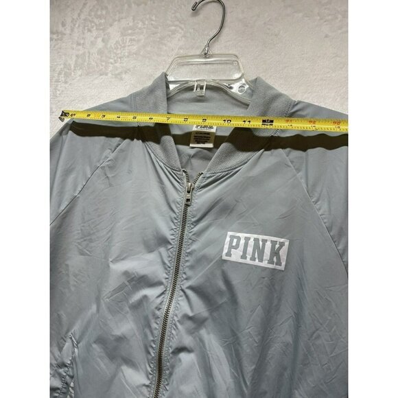 Pink Victoria Secret Light Gray Zip Up Jacket Windbreaker Light Weight Womens S - Picture 8 of 10